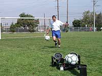 soccer training with ball machine