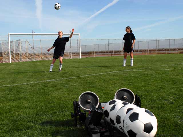 soccer training with ball machine